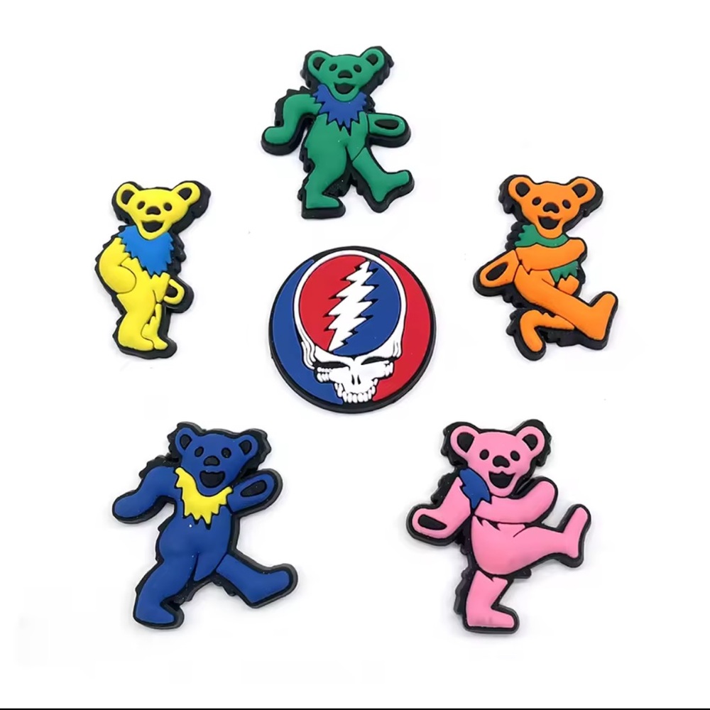 Colorful Grateful Dead Set of 10 Random Croc  Charms FREE Bear Patch w/purchase - Picture 3 of 15